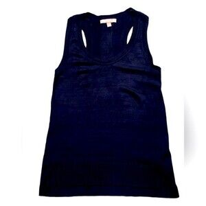 Banana Republic Sleevless Silk Blend Sweater Black Navy Knit Vest Sz S